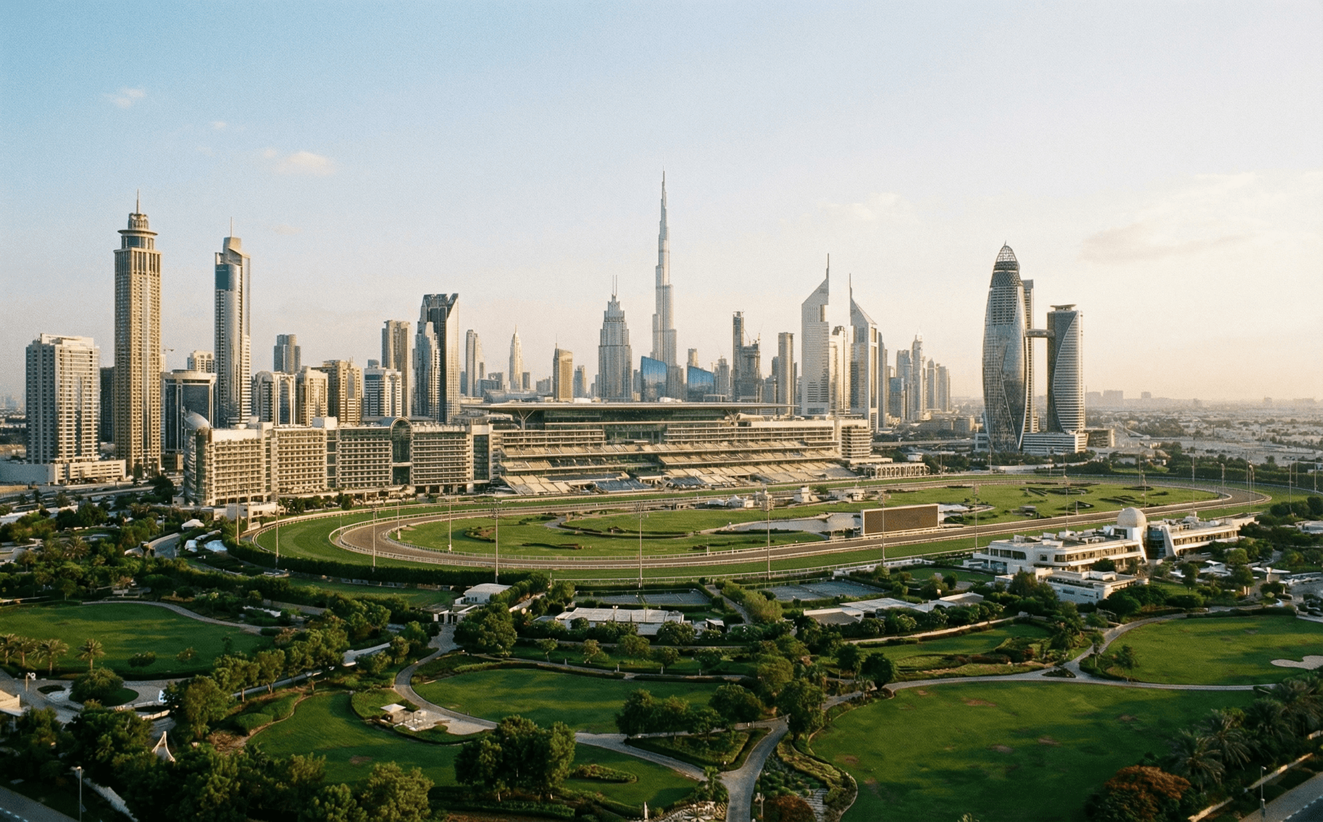 نمای منطقه میدان دبی و پیست اسب‌دوانی