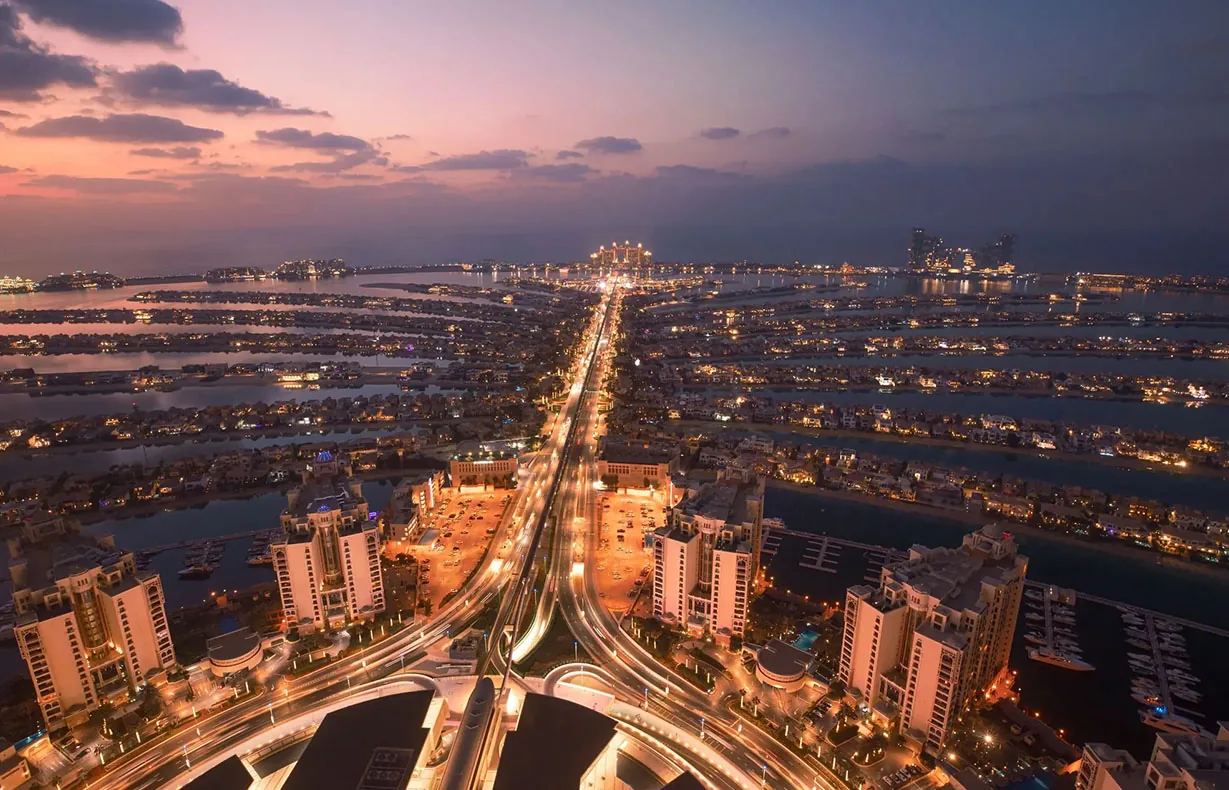 نمای منطقه پالم جمیرا در دبی